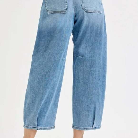 RISEN Full Size Mid Rise Fit Crop Wide Volume Leg Jeans Plus Size - Picture 5 of 6